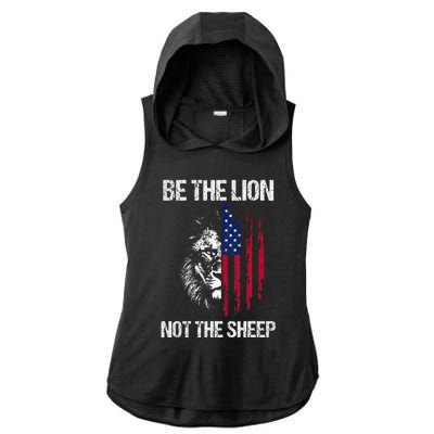 Be The Lion Not The American Patriotic Veteran Ladies PosiCharge Tri-Blend Wicking Draft Hoodie Tank