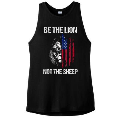 Be The Lion Not The American Patriotic Veteran Ladies PosiCharge Tri-Blend Wicking Tank