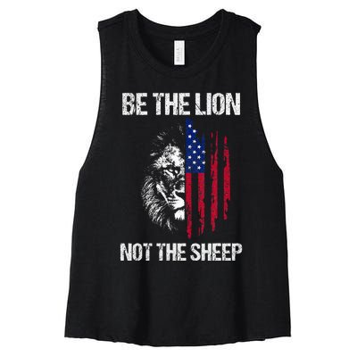 Be The Lion Not The American Patriotic Veteran Women's Racerback Cropped Tank