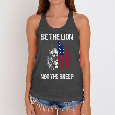 Be The Lion Not The American Patriotic Veteran Women's Knotted Racerback Tank