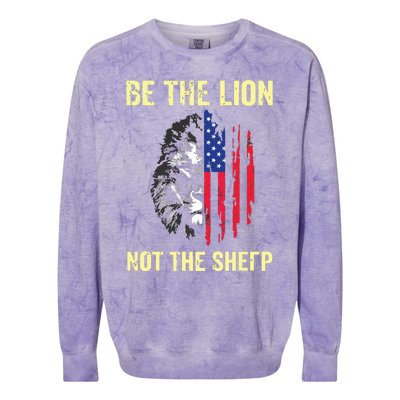 Be The Lion Not The Sheepp US Patriotic Veteran Colorblast Crewneck Sweatshirt