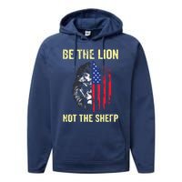 Be The Lion Not The Sheepp US Patriotic Veteran Performance Fleece Hoodie