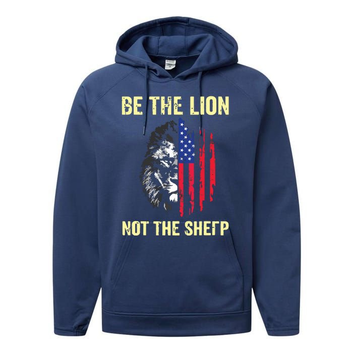 Be The Lion Not The Sheepp US Patriotic Veteran Performance Fleece Hoodie