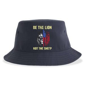 Be The Lion Not The Sheepp US Patriotic Veteran Sustainable Bucket Hat