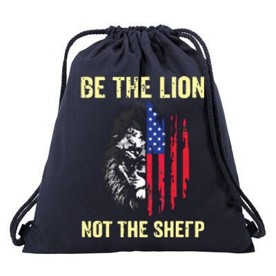 Be The Lion Not The Sheepp US Patriotic Veteran Drawstring Bag