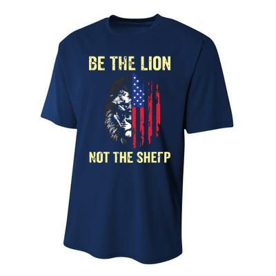 Be The Lion Not The Sheepp US Patriotic Veteran Performance Sprint T-Shirt