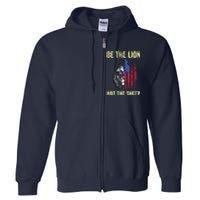 Be The Lion Not The Sheepp US Patriotic Veteran Full Zip Hoodie