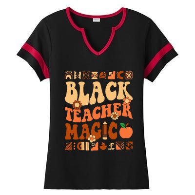 Black Teacher Magic Melanin Africa History Pride Teacher  Ladies Halftime Notch Neck Tee