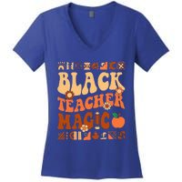 Black Teacher Magic Melanin Africa History Pride Teacher  Women's V-Neck T-Shirt