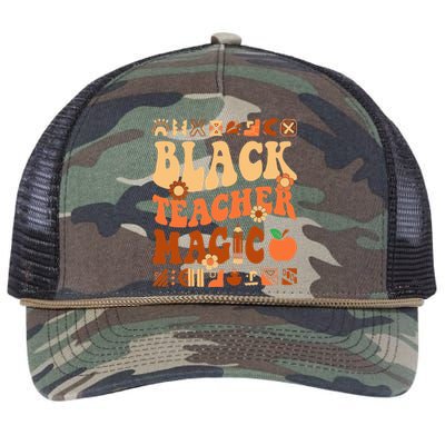 Black Teacher Magic Melanin Africa History Pride Teacher  Retro Rope Trucker Hat Cap