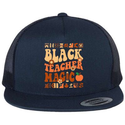 Black Teacher Magic Melanin Africa History Pride Teacher  Flat Bill Trucker Hat