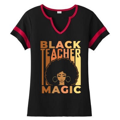 Black Teacher Magic Black History Month Melanin Ladies Halftime Notch Neck Tee