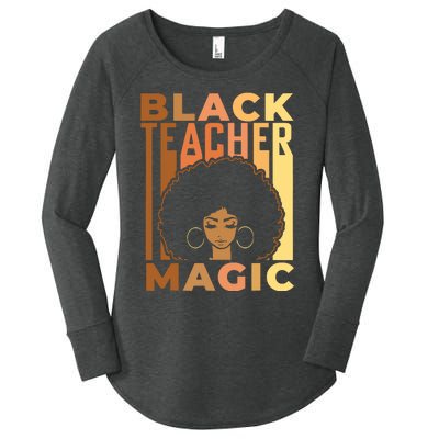 Black Teacher Magic Black History Month Melanin Women's Perfect Tri Tunic Long Sleeve Shirt