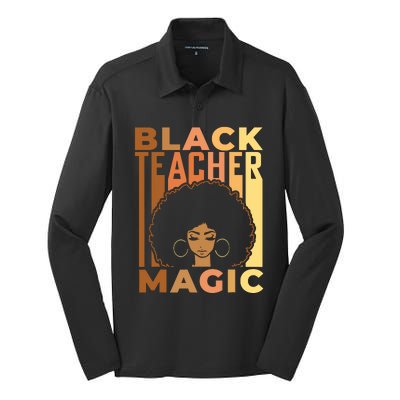 Black Teacher Magic Black History Month Melanin Silk Touch Performance Long Sleeve Polo