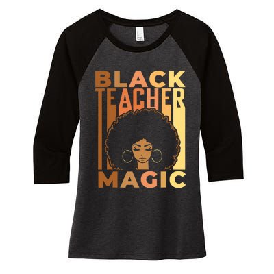 Black Teacher Magic Black History Month Melanin Women's Tri-Blend 3/4-Sleeve Raglan Shirt