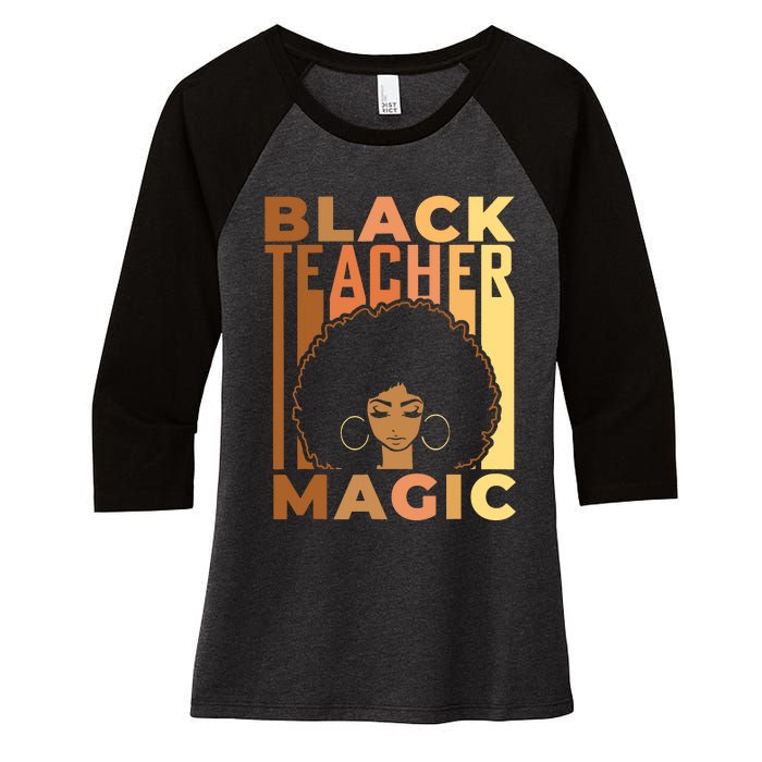 Black Teacher Magic Black History Month Melanin Women's Tri-Blend 3/4-Sleeve Raglan Shirt