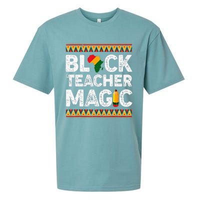 Black Teacher Magic Melanin Pride Black History Month Sueded Cloud Jersey T-Shirt