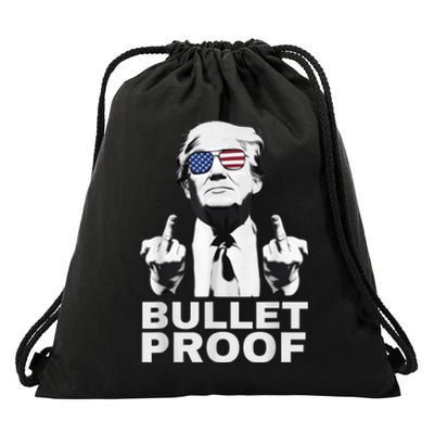 Bulletproof Trump Middle Finger Trump 2024 Patriot Drawstring Bag