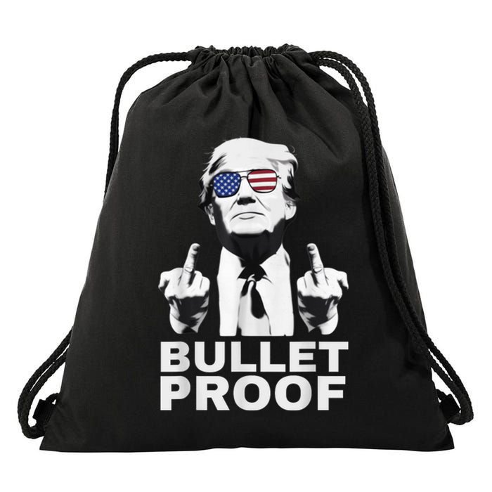 Bulletproof Trump Middle Finger Trump 2024 Patriot Drawstring Bag