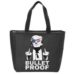 Bulletproof Trump Middle Finger Trump 2024 Patriot Zip Tote Bag