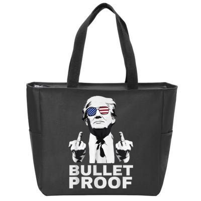 Bulletproof Trump Middle Finger Trump 2024 Patriot Zip Tote Bag