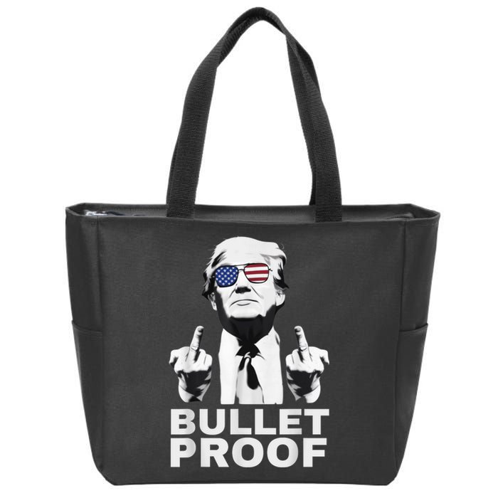 Bulletproof Trump Middle Finger Trump 2024 Patriot Zip Tote Bag