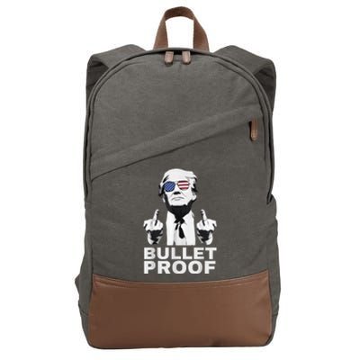 Bulletproof Trump Middle Finger Trump 2024 Patriot Cotton Canvas Backpack