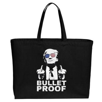 Bulletproof Trump Middle Finger Trump 2024 Patriot Cotton Canvas Jumbo Tote