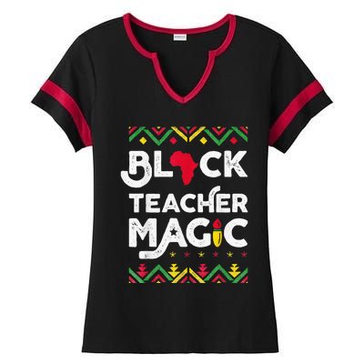 Black Teacher Magic Teacher Black History Month Ladies Halftime Notch Neck Tee