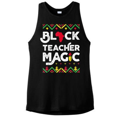 Black Teacher Magic Teacher Black History Month Ladies PosiCharge Tri-Blend Wicking Tank