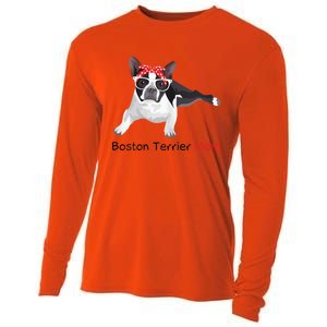 Boston Terrier Mom Bandana Womens Boston Terrier. Dog Cooling Performance Long Sleeve Crew