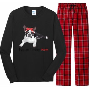 Boston Terrier Mom Bandana Womens Boston Terrier. Dog Long Sleeve Pajama Set