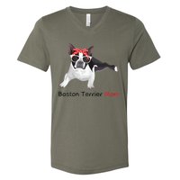 Boston Terrier Mom Bandana Womens Boston Terrier. Dog V-Neck T-Shirt