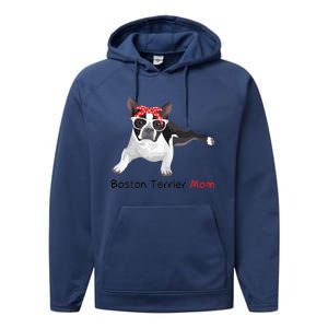 Boston Terrier Mom Bandana Womens Boston Terrier. Dog Performance Fleece Hoodie