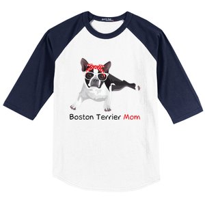 Boston Terrier Mom Bandana Womens Boston Terrier. Dog Baseball Sleeve Shirt