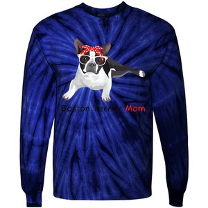 Boston Terrier Mom Bandana Womens Boston Terrier. Dog Tie-Dye Long Sleeve Shirt