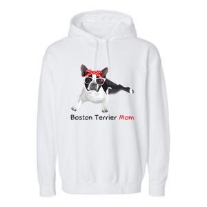 Boston Terrier Mom Bandana Womens Boston Terrier. Dog Garment-Dyed Fleece Hoodie