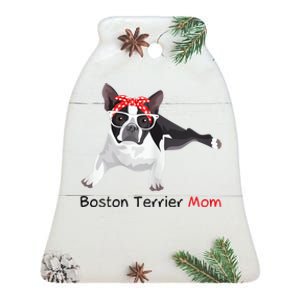 Boston Terrier Mom Bandana Womens Boston Terrier. Dog Ceramic Bell Ornament