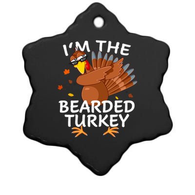 Bearded Turkey Matching Outfit Thanksgiving Pajamas Family Ceramic Star Ornament