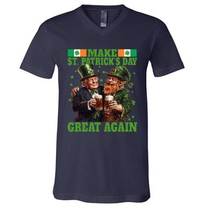 Beer Trump Make St PatrickS Day Great Again Irish Shamrock V-Neck T-Shirt