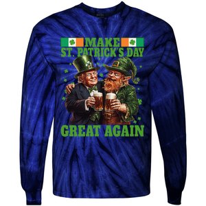 Beer Trump Make St PatrickS Day Great Again Irish Shamrock Tie-Dye Long Sleeve Shirt