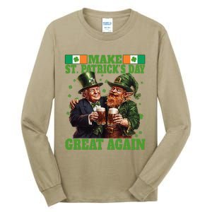 Beer Trump Make St PatrickS Day Great Again Irish Shamrock Tall Long Sleeve T-Shirt