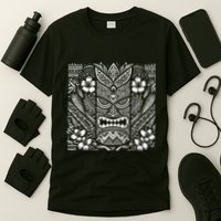 Bohemian Tiki Mask Front & Back Polynesian Style Boho T-Shirt