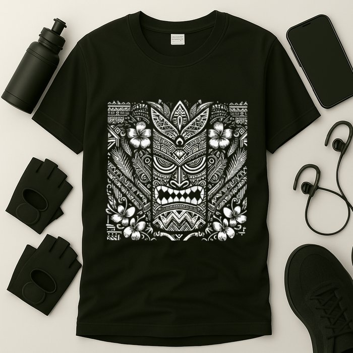 Bohemian Tiki Mask Front & Back Polynesian Style Boho T-Shirt