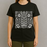 Bohemian Tiki Mask Front & Back Polynesian Style Boho T-Shirt