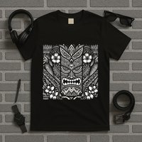 Bohemian Tiki Mask Front & Back Polynesian Style Boho T-Shirt