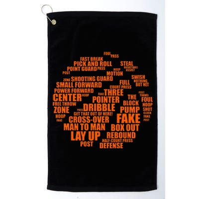 Basketball Terms Motivational Word Cloud Platinum Collection Golf Towel