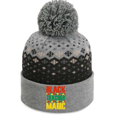 Black Teacher Magic Funny Gift The Baniff Cuffed Pom Beanie