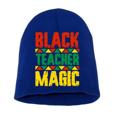 Black Teacher Magic Funny Gift Short Acrylic Beanie