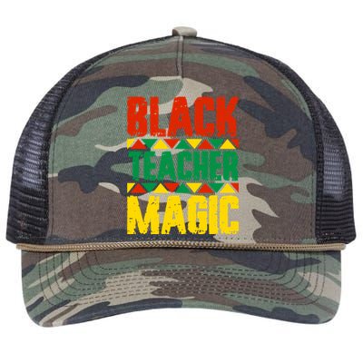 Black Teacher Magic Funny Gift Retro Rope Trucker Hat Cap